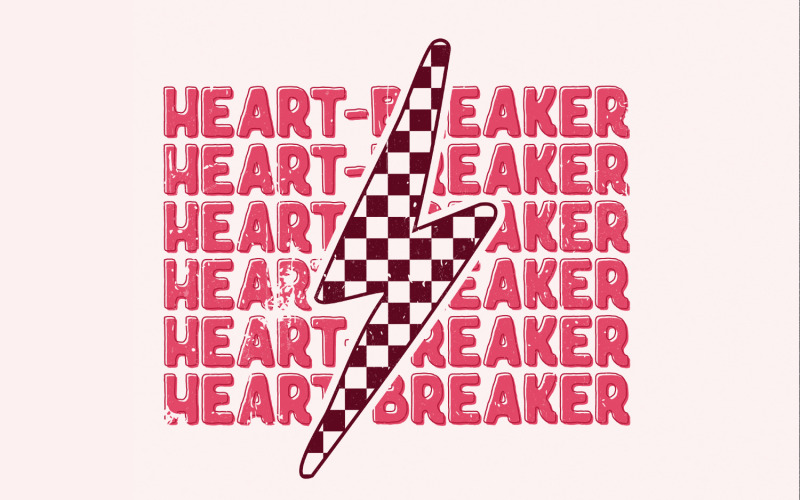 Heart-Breaker PNG, Valentines Day Sublimation Design, Retro Valentine PNG, Western PNG, Grunge Illustration