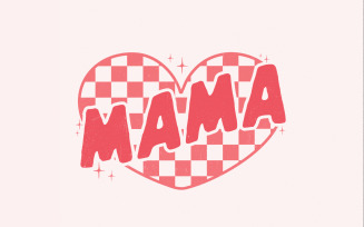Mama Checkered Heart PNG, Valentines Day PNG, Mama Valentine png, Retro Valentine png, Checkered