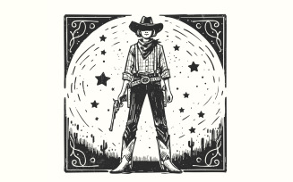 Retro Cosmic Cowgirl PNG for Print, Western Starry Night png, Space Cowgirl Boot Wall Art, Trendy