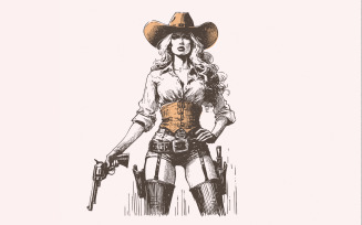 Retro Hot Cowgirl PNG, Western Wild West Digital Download, Sexy Cowgirl Vintage Design, Country