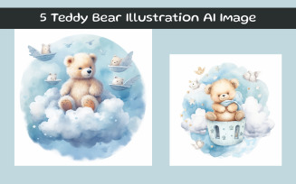 Teddy Bear Illustration Concept Ai Image