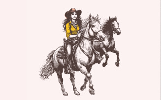 Vintage Cowgirl Horse Western PNG, Retro Wild Horses Sublimation, Instant Download, Country Music