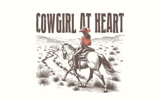 Western Cowgirl Png, Western Valentines Png, Cowgirl T-Shirt Png, Retro Western Design, Bronc Horse