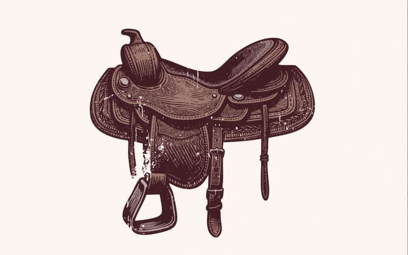 Western Saddle PNG, Vintage Western Png, Cowgirl Shirt Print, Retro Western Design, Horse Saddle Illustration