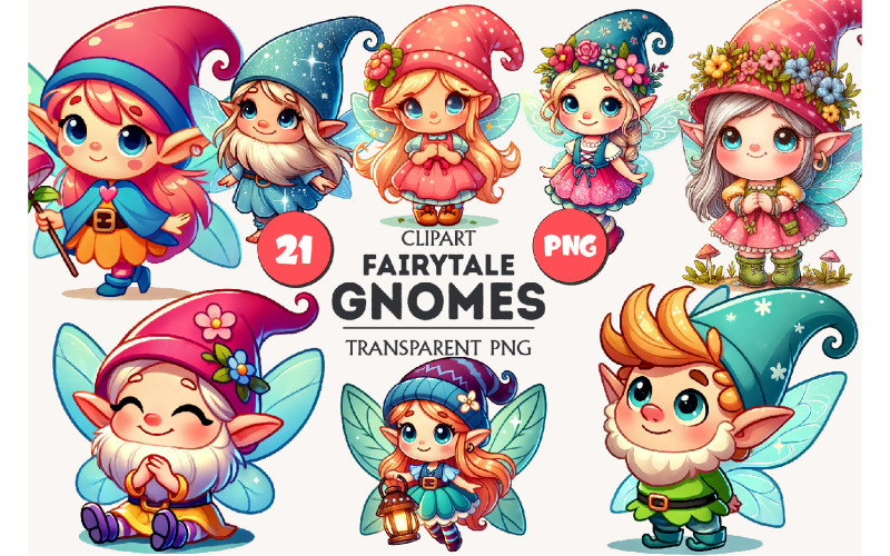Cute Fairytale Gnomes. Tshirt, PNG. Illustration