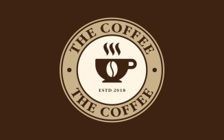 Hot Coffee Cup Bean Emblem Logo