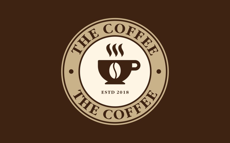 Hot Coffee Cup Bean Emblem Logo Logo Template