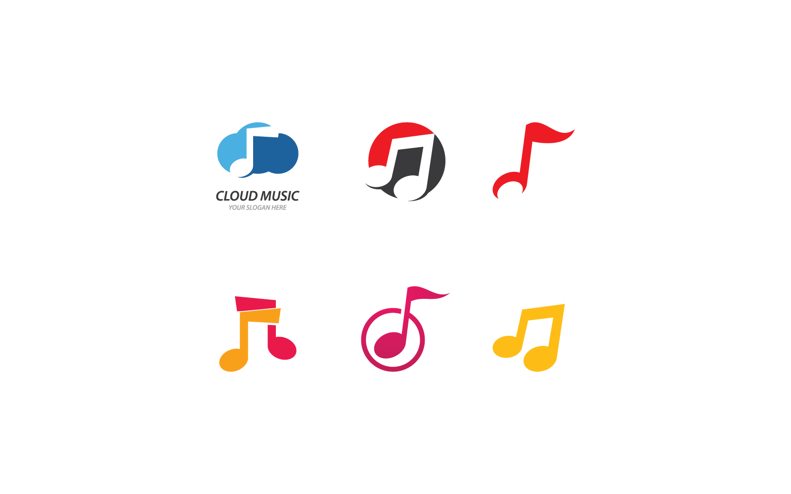 Plantilla de icono vectorial de logotipo de diseño de nota musical