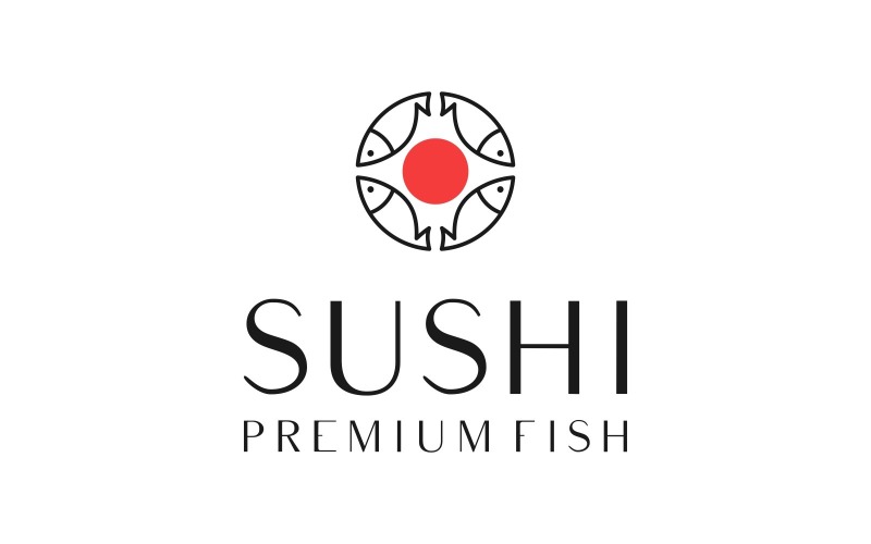 Fish Sushi Japanese Food Logo Logo Template