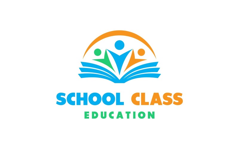 Happy People Book School Logo Logo Template