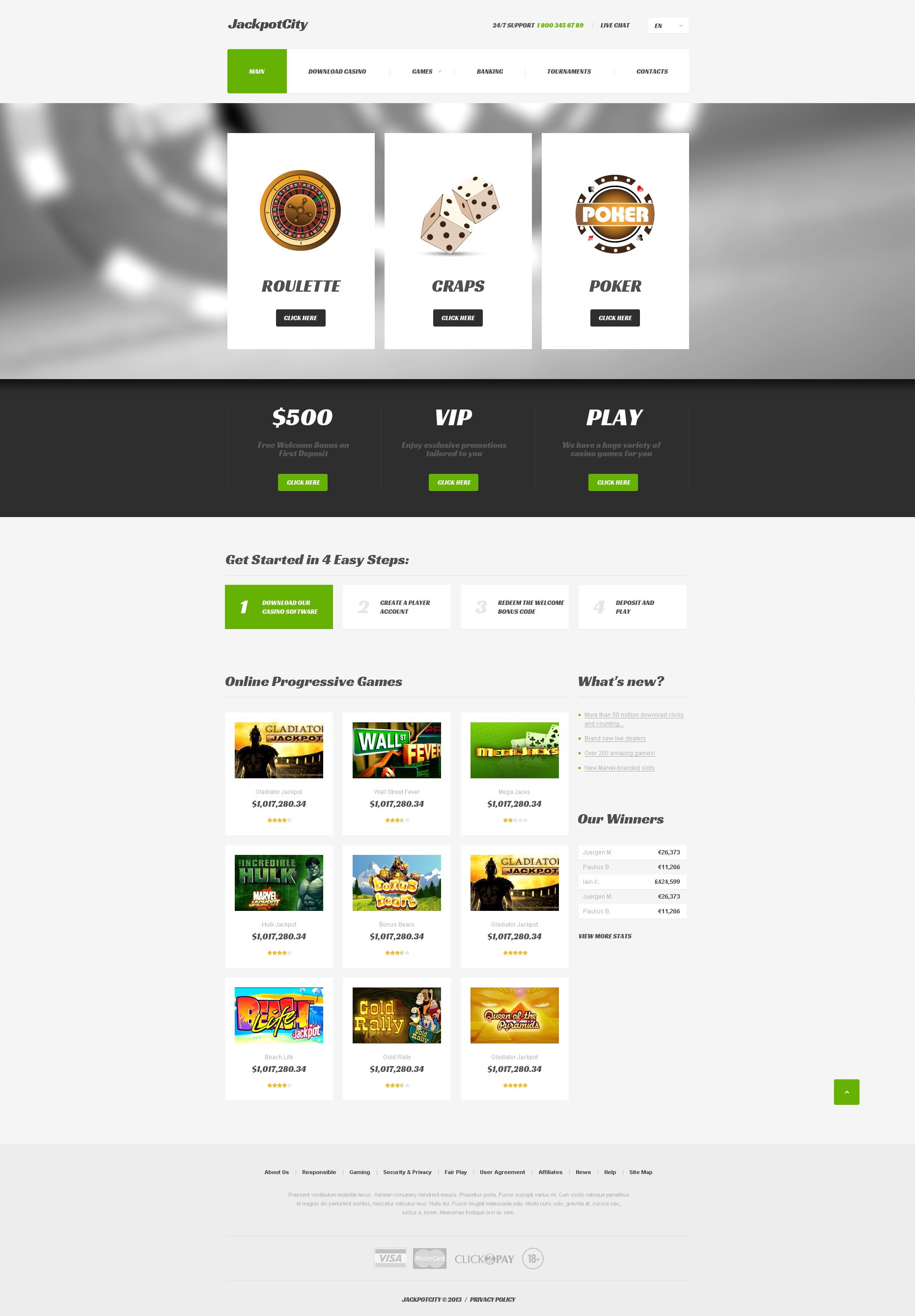 Modèle Web adaptatif pour site de casino en ligne #47281 - screenshot