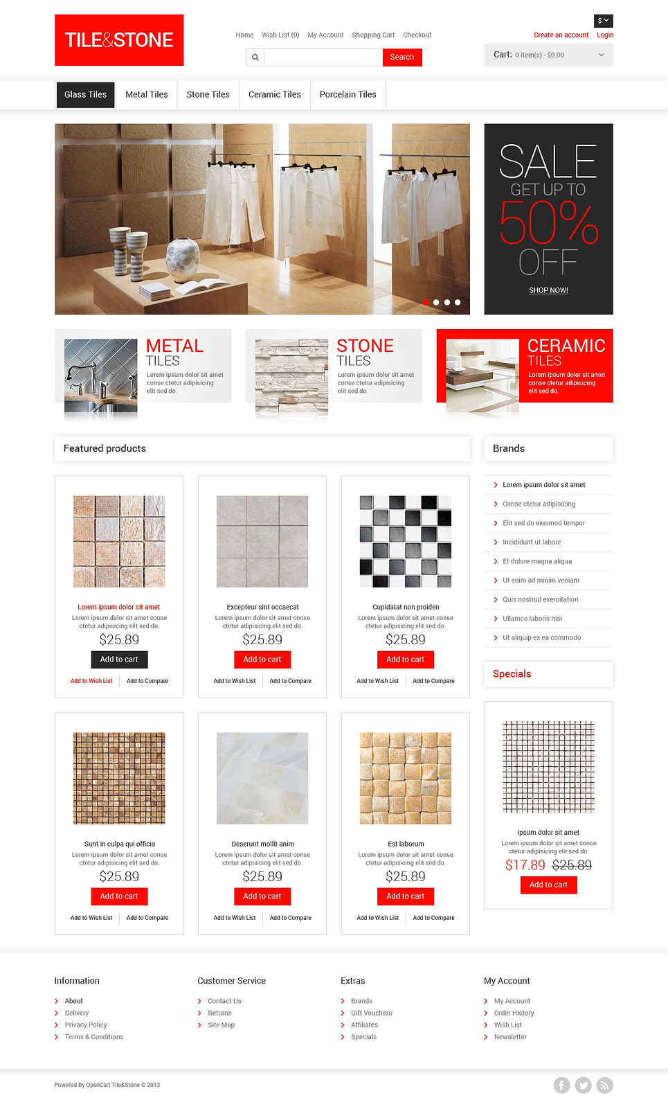 Tile & Stone OpenCart Template New Screenshots BIG