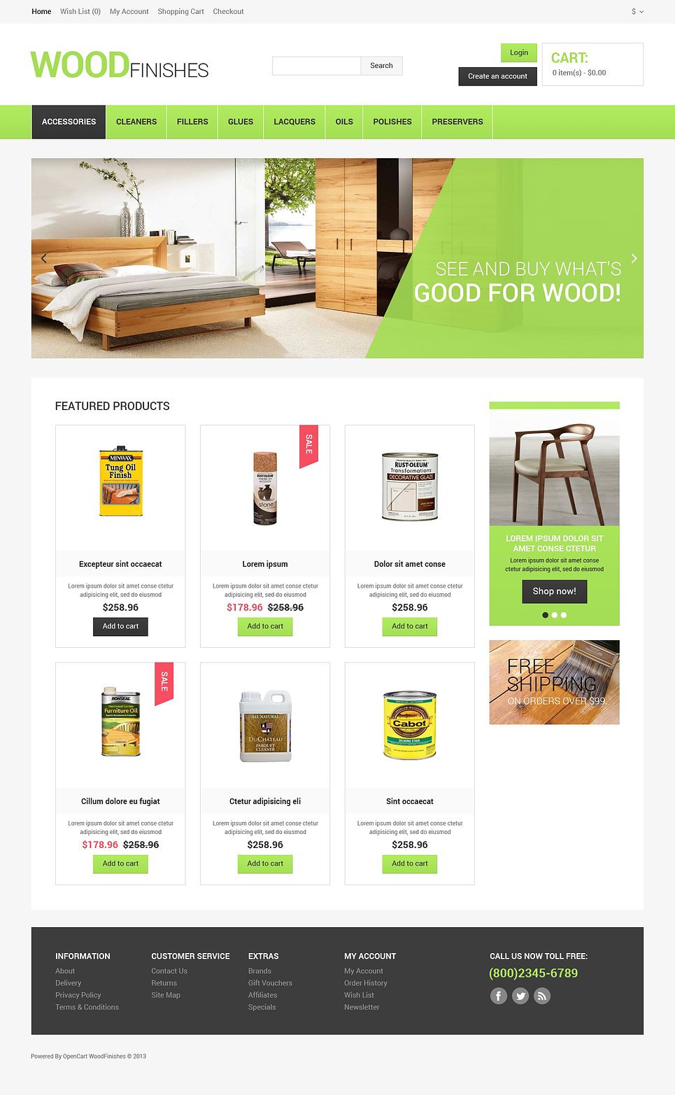 Wood Protection OpenCart Template New Screenshots BIG