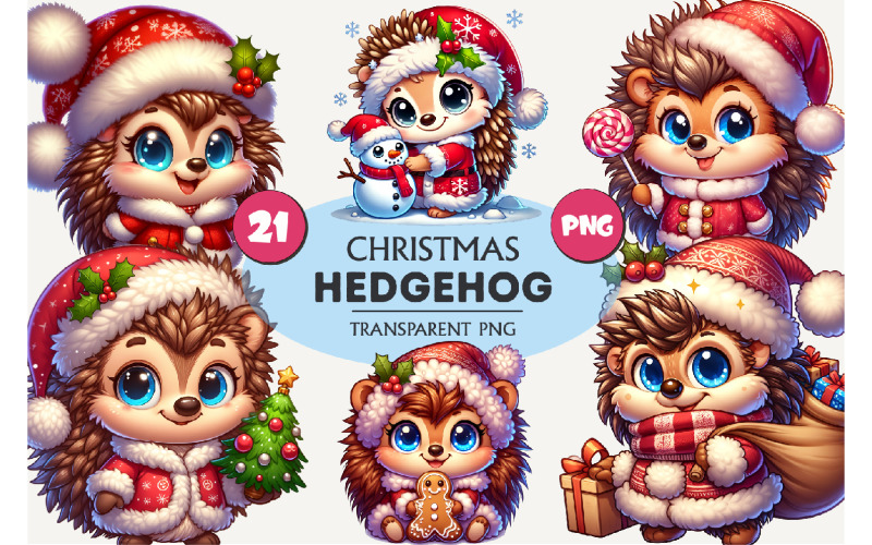 Cute Christmas hedgehog. T-Shirt, PNG. Illustration