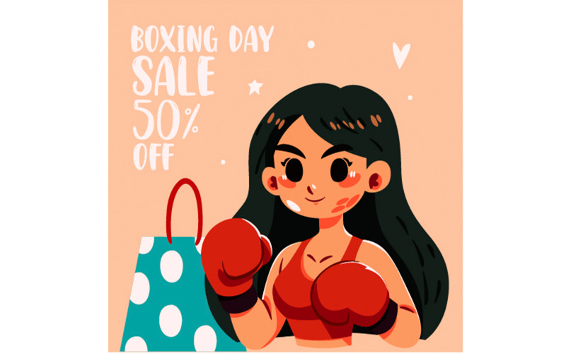 Hand Drawn Boxing Day Sale Background Illustration