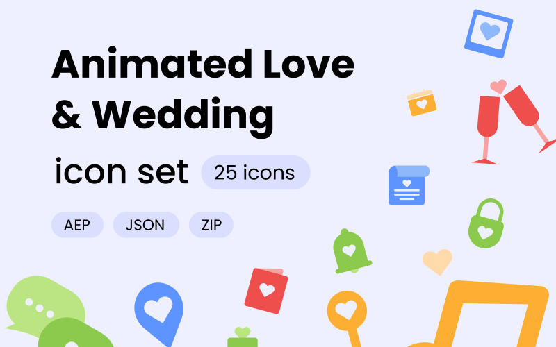 Animated Love and Wedding Icon Pack Icon Set