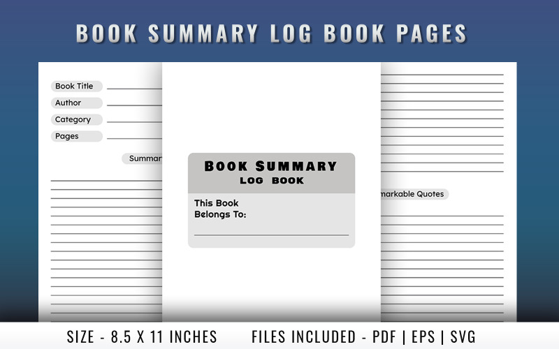 Book summary log book Pages Planner