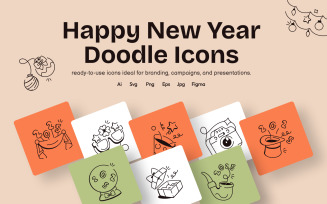 Happy New Year Doodles Set