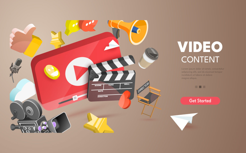 Illustration video content creating Vector Graphic