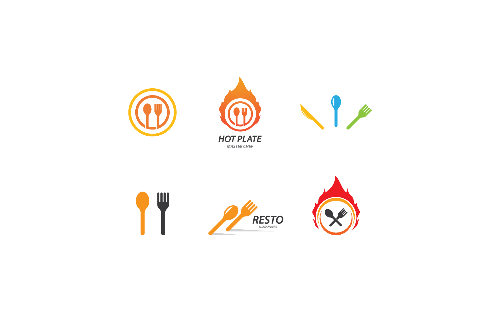 Diseño plano vectorial del logotipo del icono del restaurante