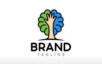 Human Care Brain Tree Logo Design Vector Icon Symbol Illustration