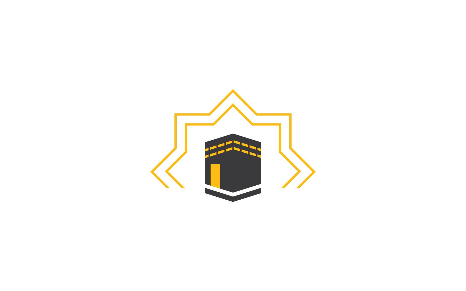 Ilustración del logotipo de Kaaba, plantilla de diseño plano vectorial