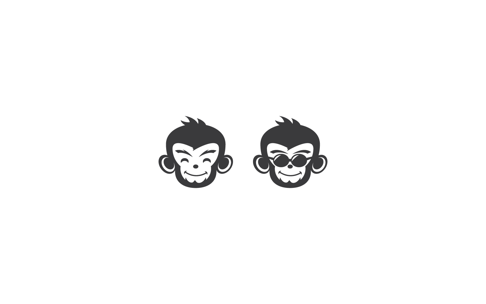 Ilustración del logotipo del icono de cabeza de mono, diseño plano vectorial