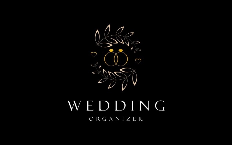Wedding Ring Floral Decoration Logo Logo Template