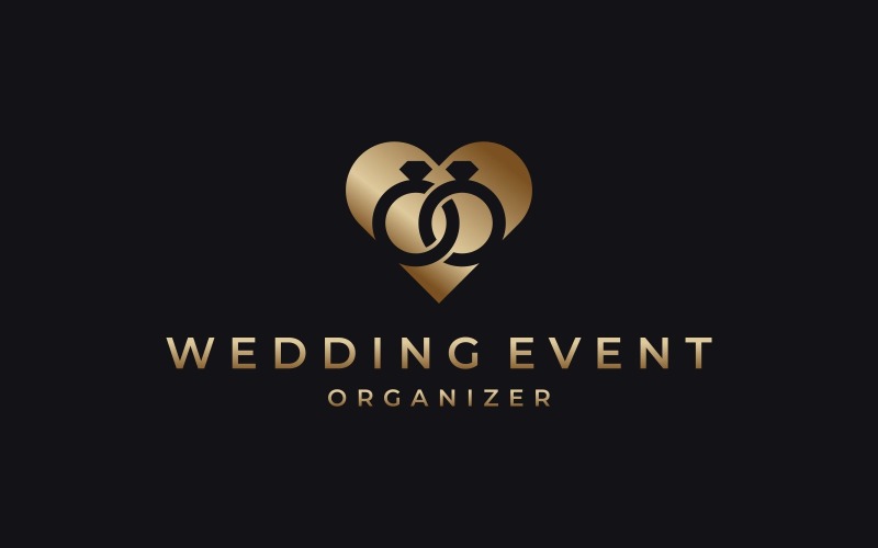 Wedding Rings Love Gold Logo Logo Template