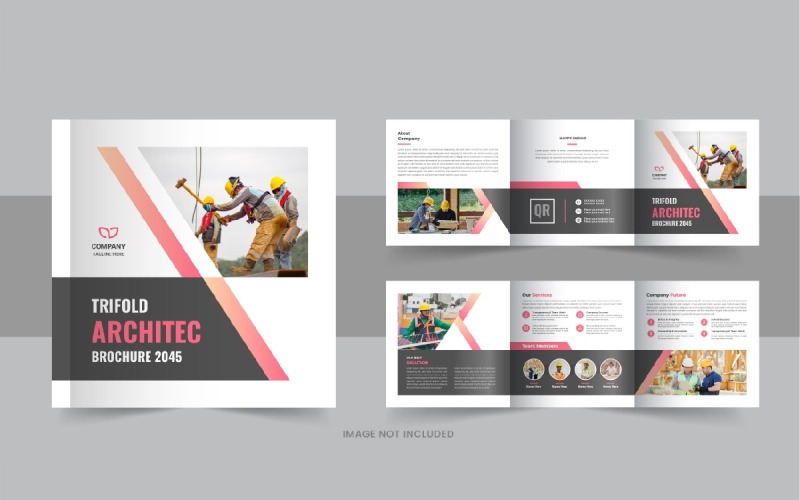 Architecture square trifold brochure design or Square trifold brochure design template layout Corporate Identity