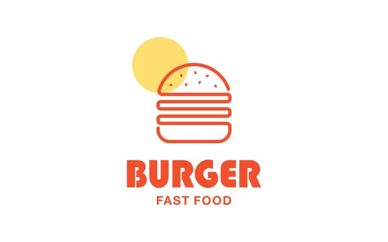 Burger Fast Food Line Art Logo Logo Template