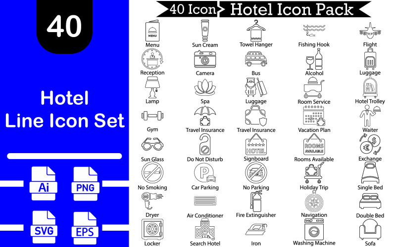 40 Premium Hotel Line Icon Pack Icon Set