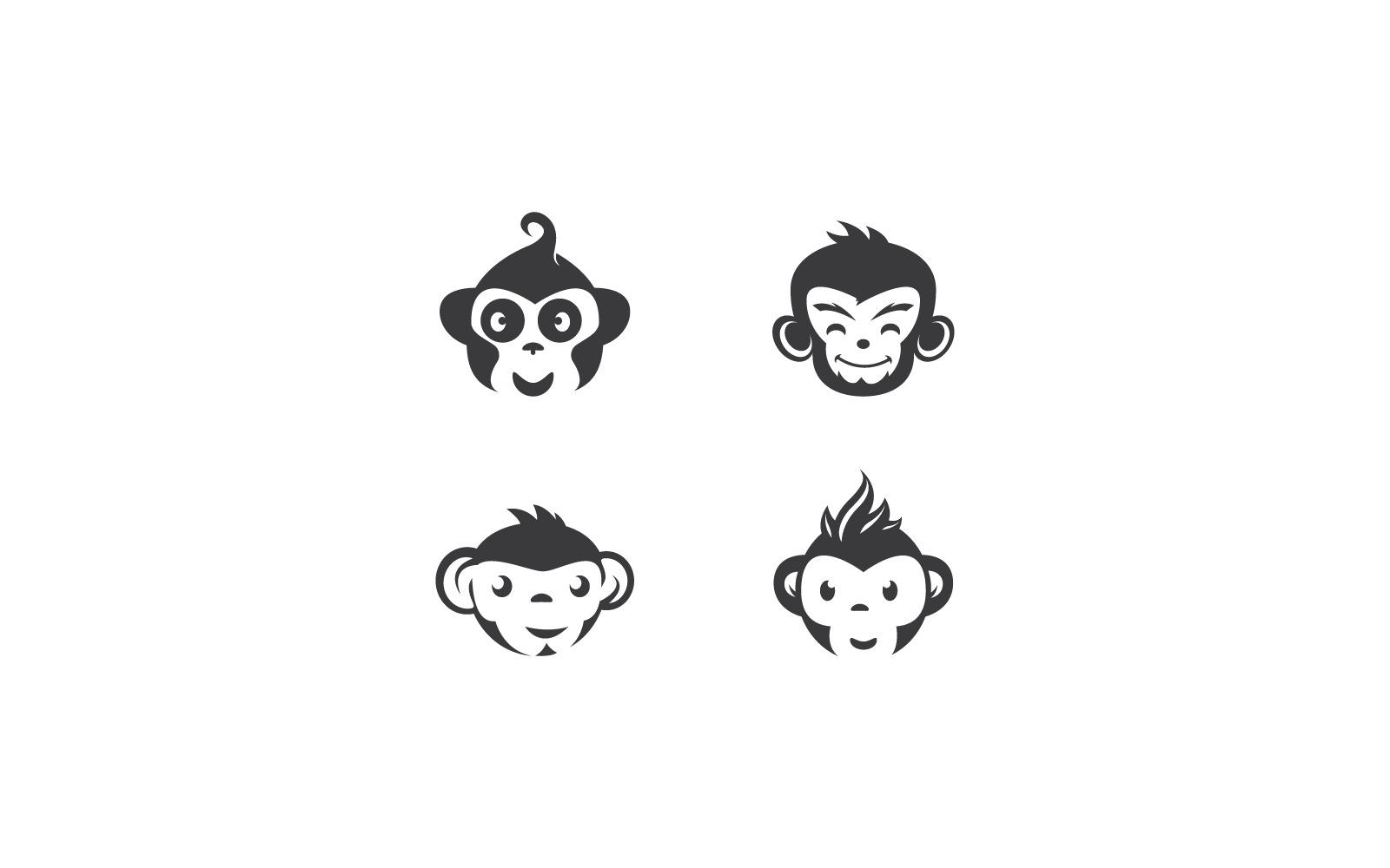 Ilustración vectorial del logotipo del icono del mono con diseño plano
