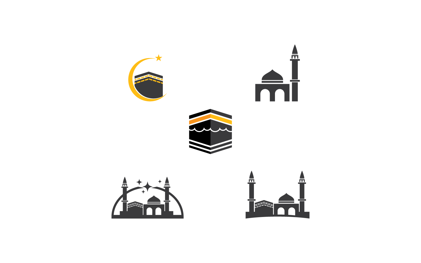 kaaba logo illustration vector icon flat design