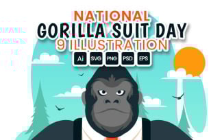 9 National Gorilla Suit Day Vector Illustration