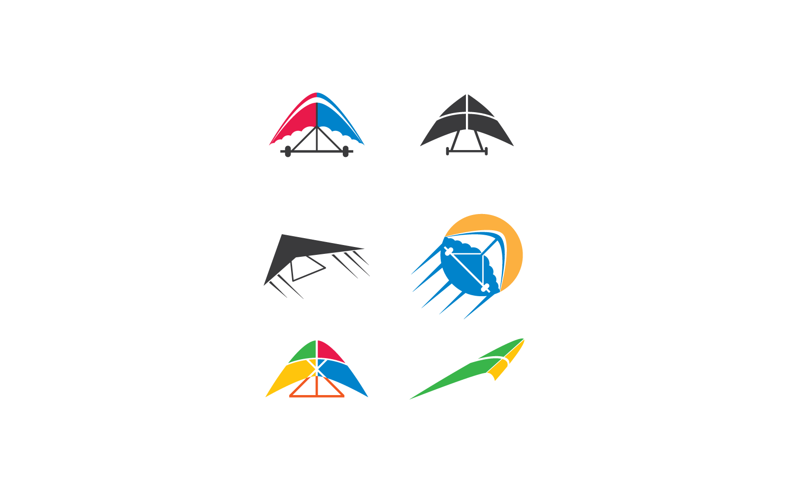 Icona del logo del deltaplano vettore design piatto