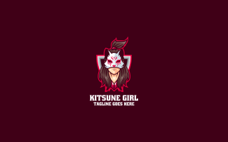 Kitsune Girl Mascot Cartoon Logo