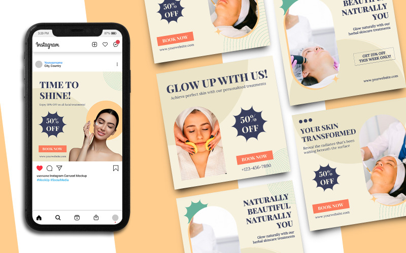 Beauty Clinic Sale Instagram Post Template Social Media