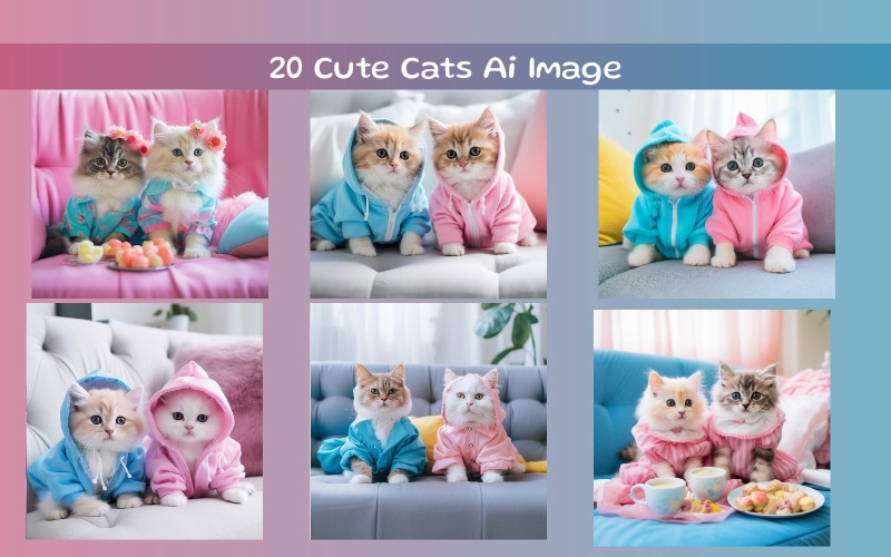 Sweet Cats Illustrations (Ai Image)