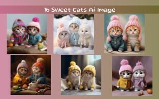 Sweet cats with hats (Ai Image)