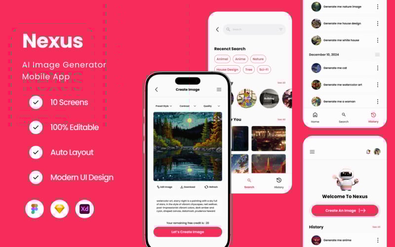 Nexus - AI Image Generator Mobile App UI Element