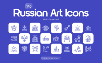 Russian Outline Icons Set
