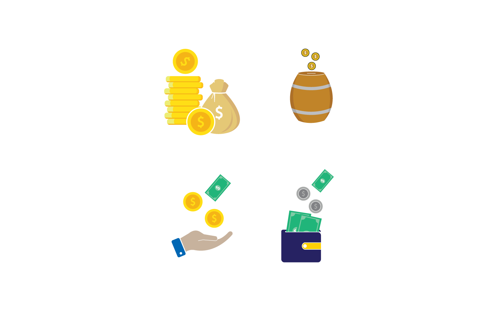 Para simgesi vektör logosu düz tasarım şablonu