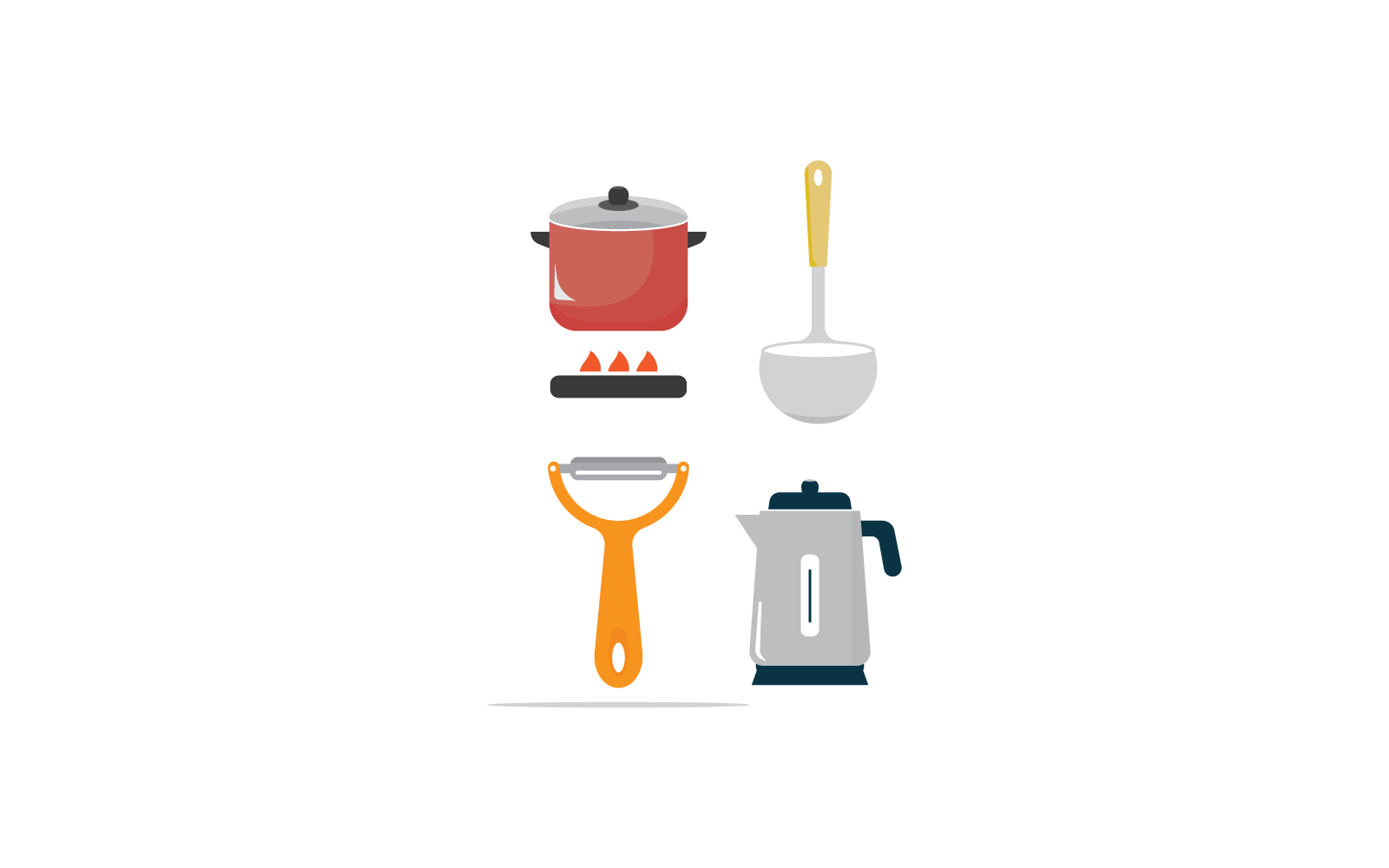 烹饪套装工具设计插画矢量模板
