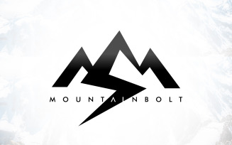 Electric Lightning Bolt House Shape Mountain Logo Design
