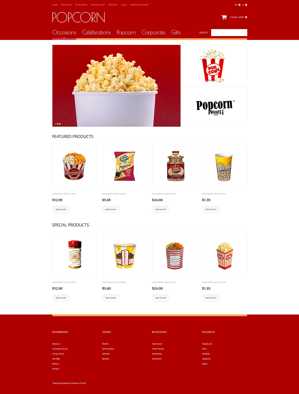 Popcorn OpenCart Template New Screenshots BIG