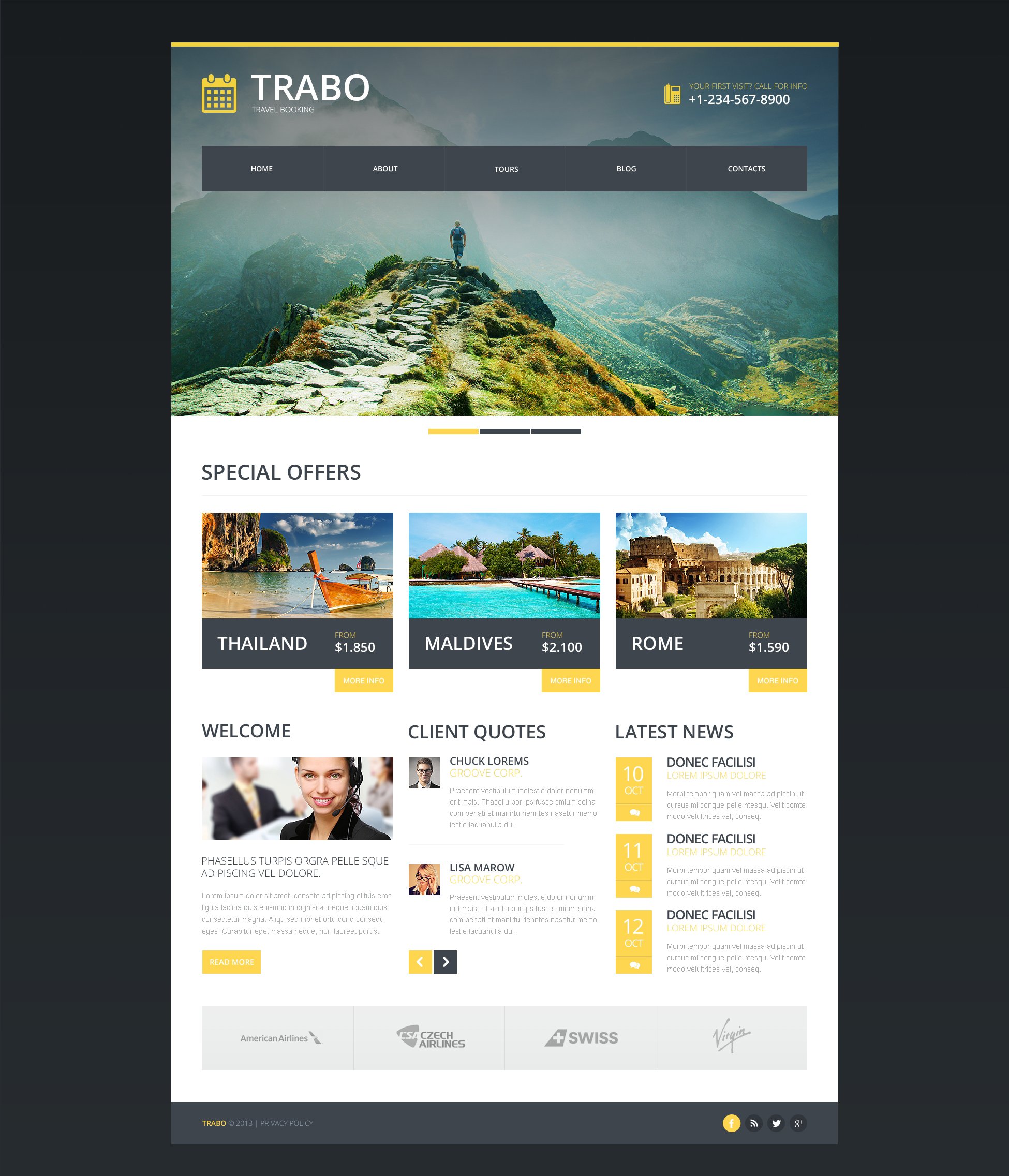 Travel Agency Responsive Website Template #47338