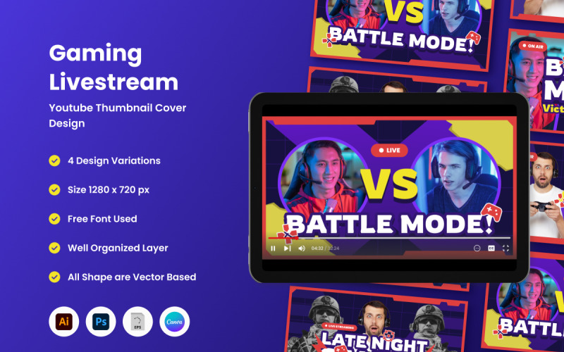 Gaming Livestream YouTube Thumbnail Social Media