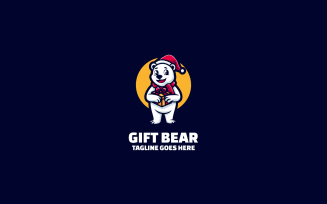 Gift Bear Simple Mascot Logo
