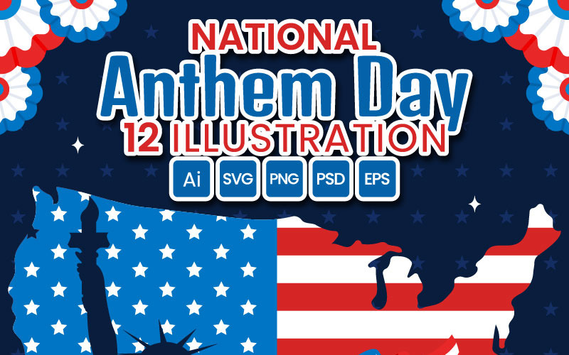 12 National Anthem Day Vector Illustration